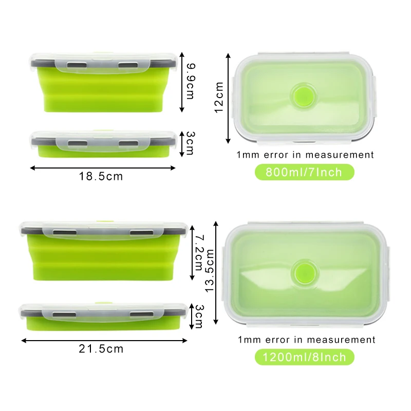 1200 мл портативная прямоугольная силиконовая Масштабируемая складная коробка