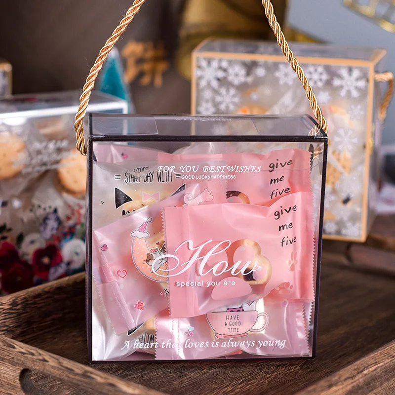 10 шт./лот прозрачная коробка для конфет и печенья из нуги рождественские