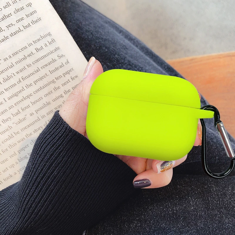 Симпатичный флуоресцентный цветной чехол для Airpods Pro однотонный защитный Bluetooth