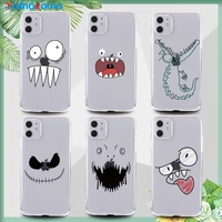 funny anime expression clear phone cover for iphone 11 12 pro max mini xs xr x 7 8p shockproof transparent phone case funda