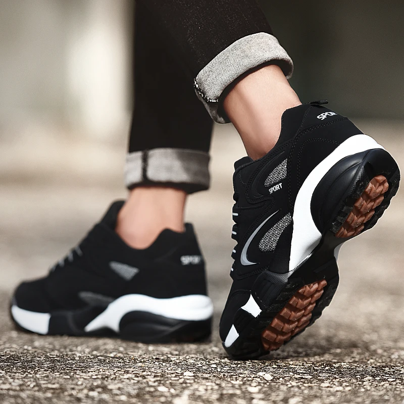 

Runnung Leather Sneakers Men With Rubber Sole Men's Autumn Shoes Anti-Slip Shoe Man Brand Gym Man Casual Shoes Krasovki Tennis