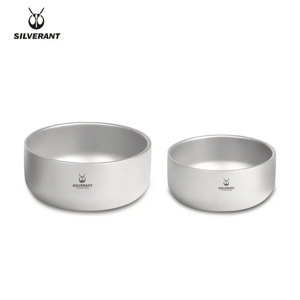 

Столовая посуда Silverant из титана с двойными стенками, ультралегкий контейнер для салата, посуда с сетчатым мешком для пикников, кемпинга, пох...