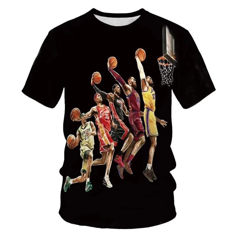 Модная спортивная футболка с круглым вырезом, футболка с принтом баскетбольной звезды и короткими рукавами, мужская повседневная футболка,...