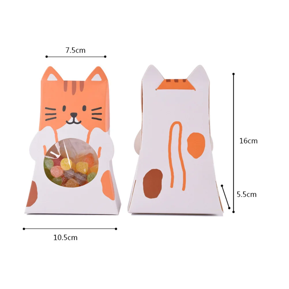 

24pcs Wedding Candy Box Cute Cat Paper Baking Biscuits Packing Boxes Cookie Candy Container Gift Box Sweet Case Party Supplies