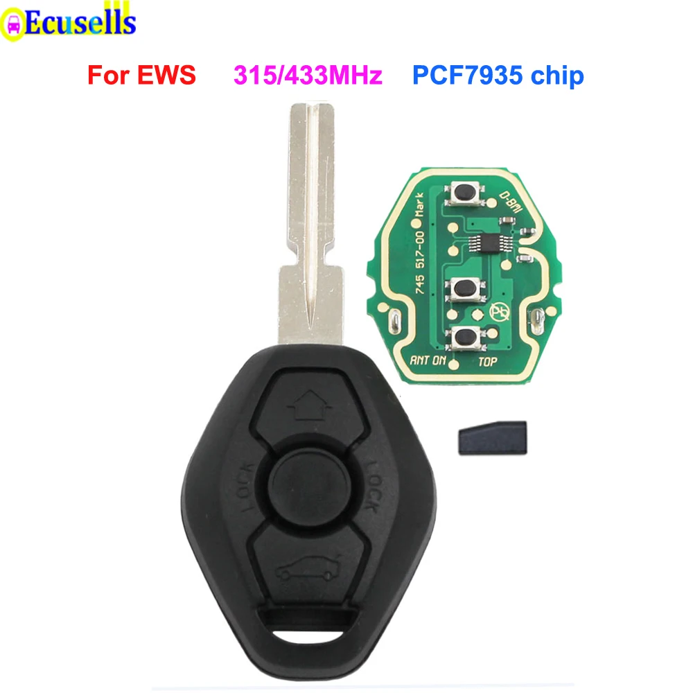 Дистанционный ключ 3 кнопки для BMW EWS 5 7 серии E38 E39 E46 325 X5 Z3 Z4 с или без ID44 PCF7935 чип 315