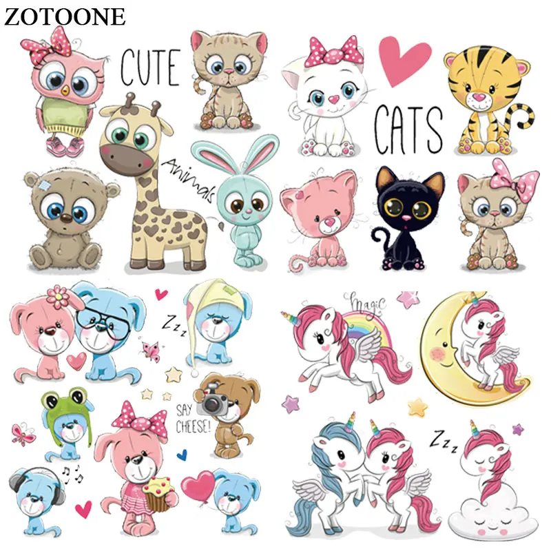 

ZOTOONE Big Size Iron on Unicorn Cat Patches Cute Animal Sticker Transfers for Clothing Diy Heat Transfer Accessory Appliques G