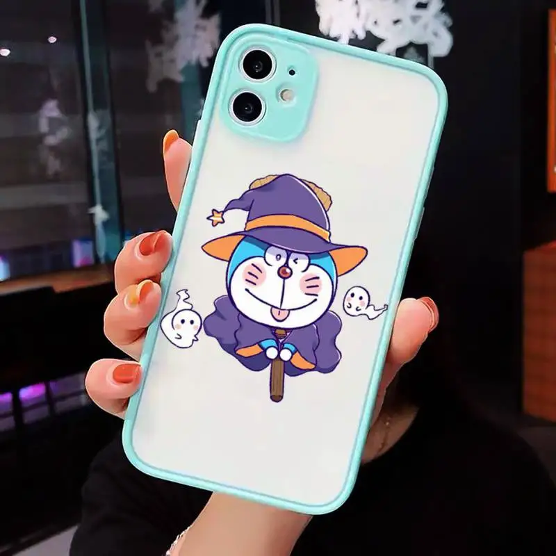

Doraemon funny cute robot cat design Phone Case Matte Transparent for iPhone 7 8 11 12 s mini pro X XS XR MAX Plus cover funda