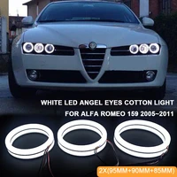 6pcs led angel eyes white cotton light for alfa romeo 159 20052011 auto headlight daytime running halo ring kits
