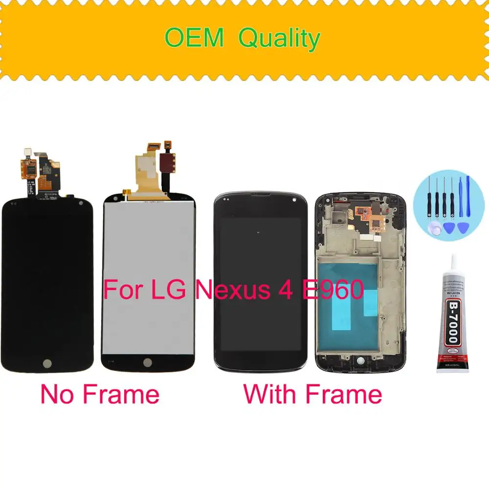 Оригинальный 100% протестированный ЖК дисплей для LG Google Nexus 4 E960 экран с сенсорным