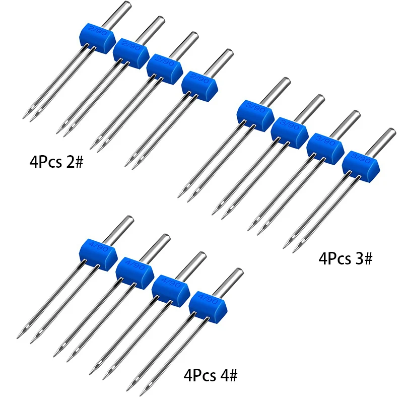 LMDZ 3Size 10Pcs/ Set Durable Double Twin Needles Pins Twin Stretch Machine Needles Mix Size 2.0/90 3.0/90 4.0/90 with Box - Цвет: 12Pcs Mix sizes