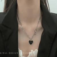 gothic black heart choker necklace for women vintage hepburn style letter couple clavicle chain trendy hip hop wedding jewelry
