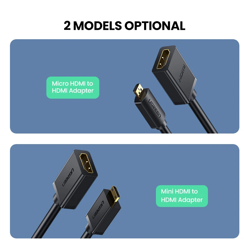 Ugreen микро-hdmi тип мужчин и hdmi женщина адаптер кабель м / ж конвертер конвертер для планшет пк мобильный телефон 1080 P