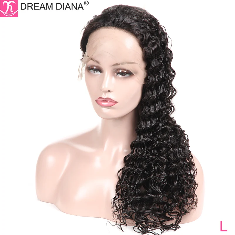 DreamDiana бразильский глубокий волнистый парик фронта шнурка 8 &quot-28&quot 100% remy волосы