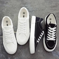 large size women vulcanized shoes 2021 black white canvas sneakers leather casual spring summer flats shoes female espadrilles