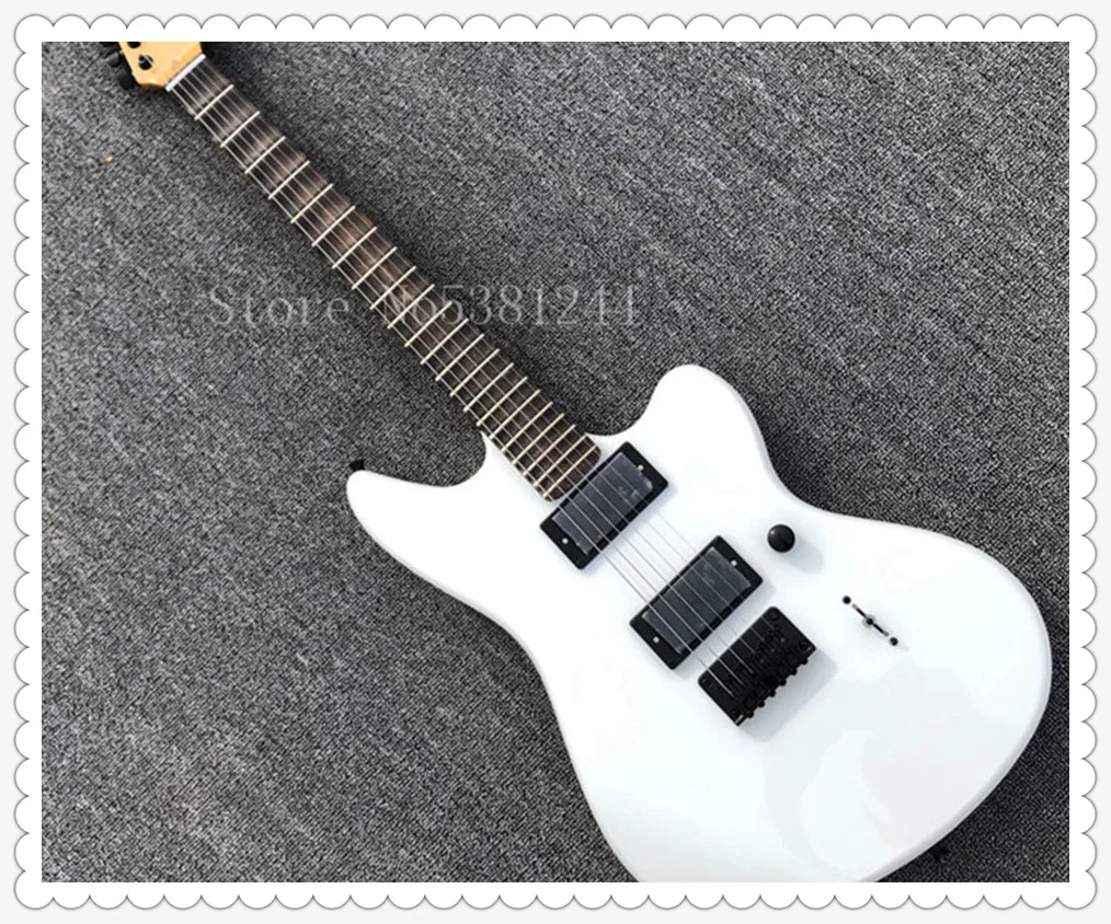 Бесплатная доставка электрогитары белой гитары волновой фингерборд черные