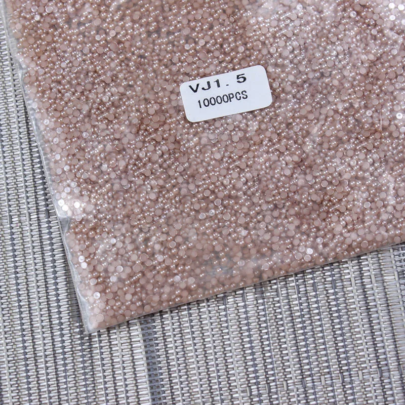10000Pcs/Pack Coffee Nail Art Half Pearls 1.5mm 3D Rhinestones Tips Decoration Wholesale | Красота и здоровье