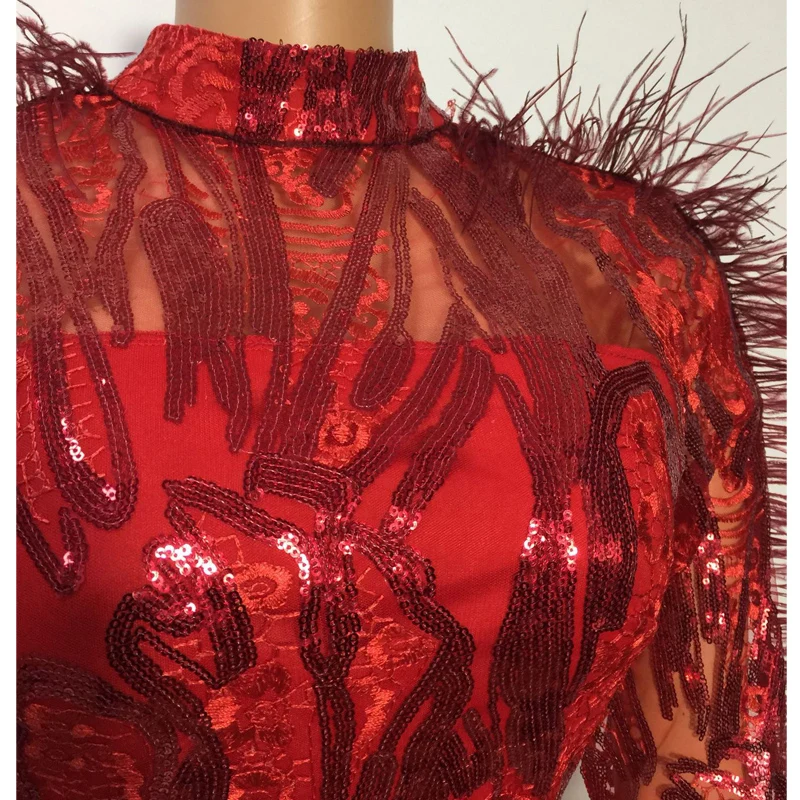 

Sexy Club Bar dance wear dress Women Long Sleeve backless Bodycon Sequin feather Pencil mini short Dress Lady vestidos de fiesta