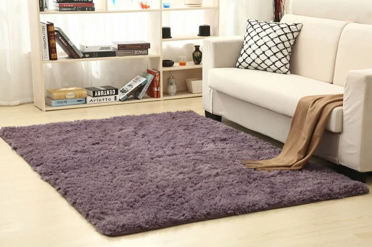 Gray Purple Мохнатый ковер для гостиной, домашние теплые плюшевые напольные коврики, пушистые коврики для детской комнаты, ковер из искусственного меха, коврики для гостиной, шелковые коврики - Цвет: Gray Purple