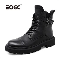 natural leather boots men handmade top quality outdoor autumn winter shoes men warm plush antiskid ankle snow boots shoes