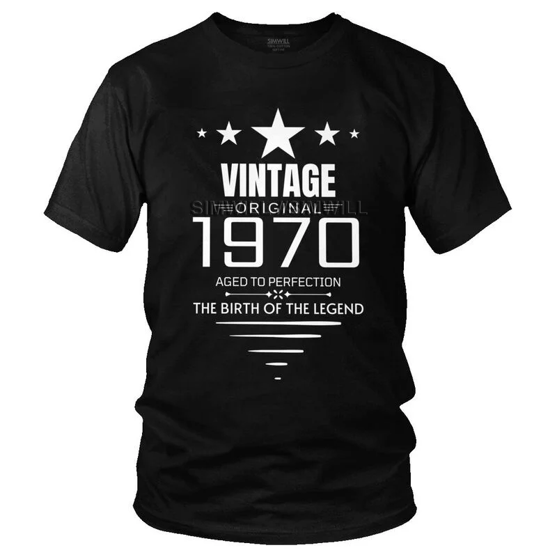 

Мужские Винтажные сделано в 1970 футболка Новинка, футболка «С Днем Рождения» с коротким рукавом для детей футболка Homme хлопковая футболка по...