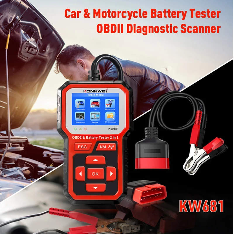 

Автомобильный диагностический прибор KW681 + тестер свинцово-кислотной батареи Foxwell BT-705