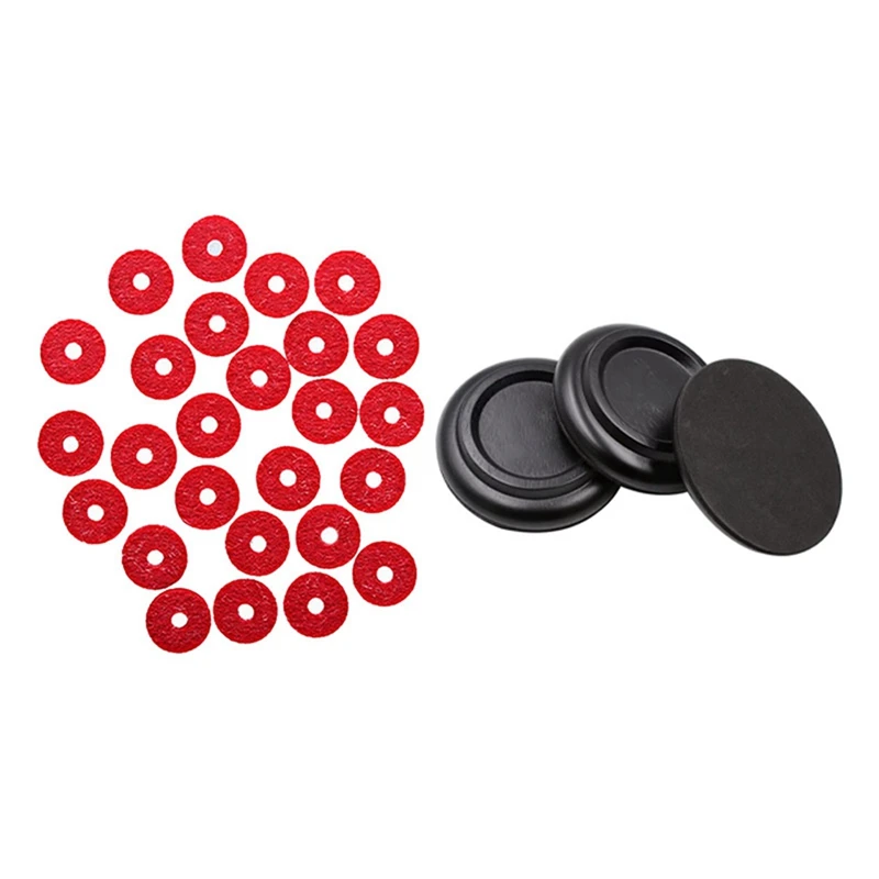

90Pcs Piano Keyboard Felt Front Rail Regulating Punchings With Grand Piano Caster Cups Wooden Set Of 3, Black