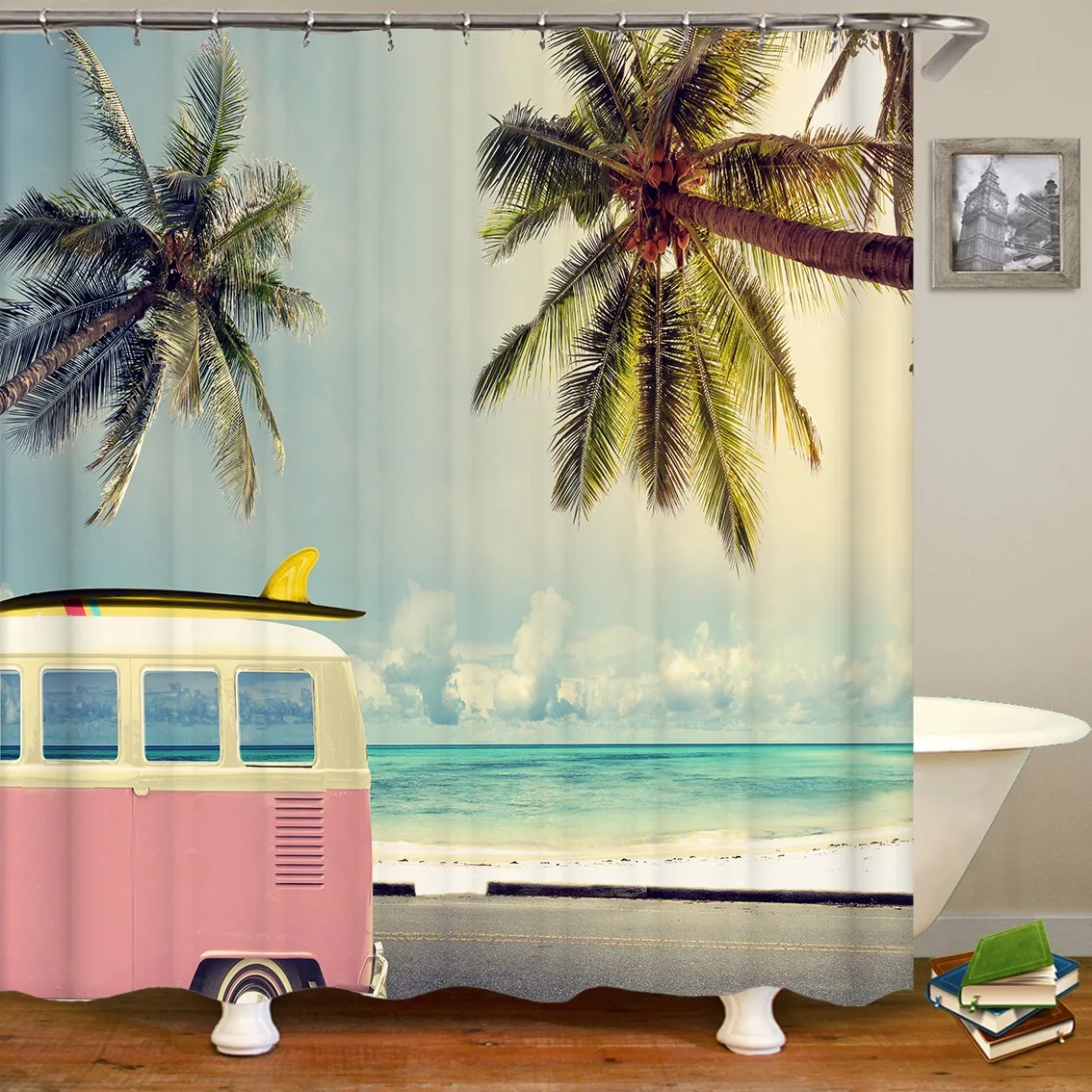 

Мультфильм Ванная комната душа Шторы 3D путешествия и автобусом, для детей от двух до Водонепроницаемый шторы для ванной или душа Шторы душ Ш...