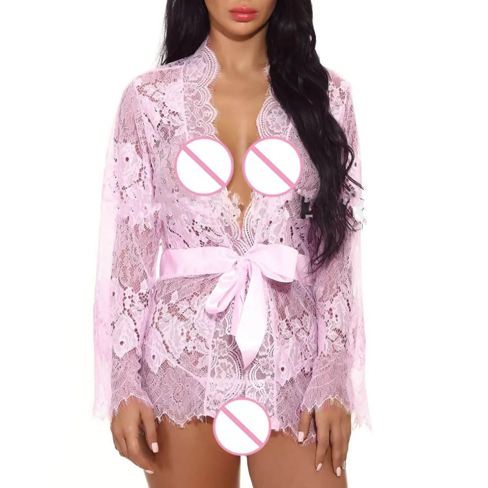 Женская сексуальная эротическая ночная рубашка Babydoll кружевное прозрачное белье с ресницами Сексуальная v-образная пижама халаты стринги женская пижама Интимная* X