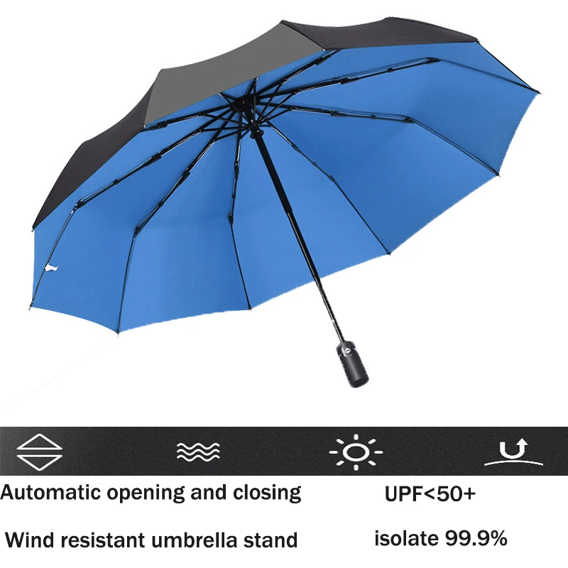 

Автоматический складной зонт, двухслойный, ветрозащитный, женский, мужской, с десятью костями, бизнес-зонты, роскошный большой зонтик от дож...