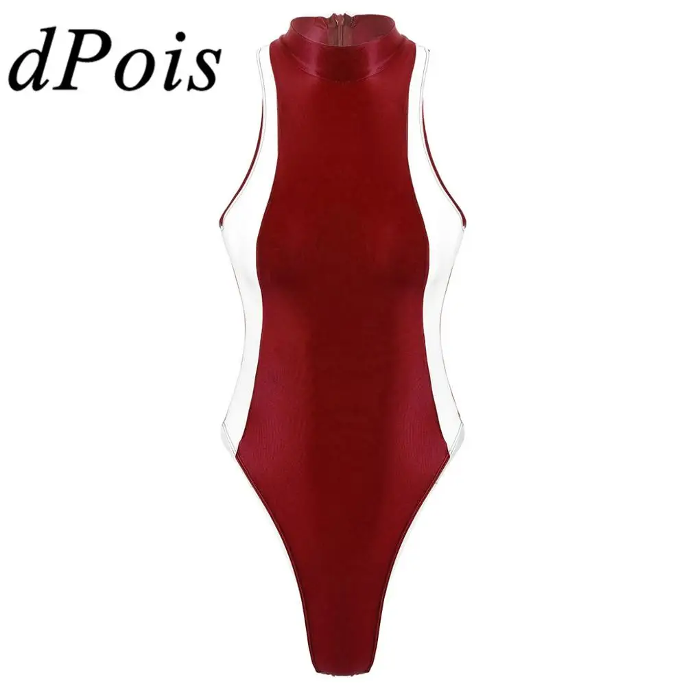 Женский цельный Гладкий шелковистый комбидресс с цветными блоками боди без