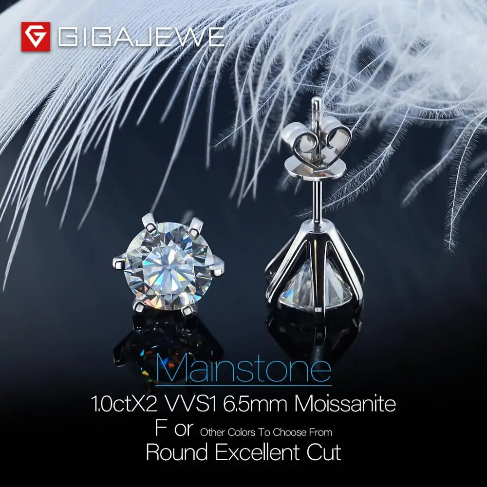 GIGAJEWE EF VVS1 Круглый вырез всего 2.0ct Алмазный тест прошел Moissanite 18K Позолоченные 925