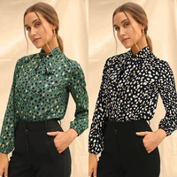 womens fall winter 2021 long sleeve top chiffon shirt female printed shirt