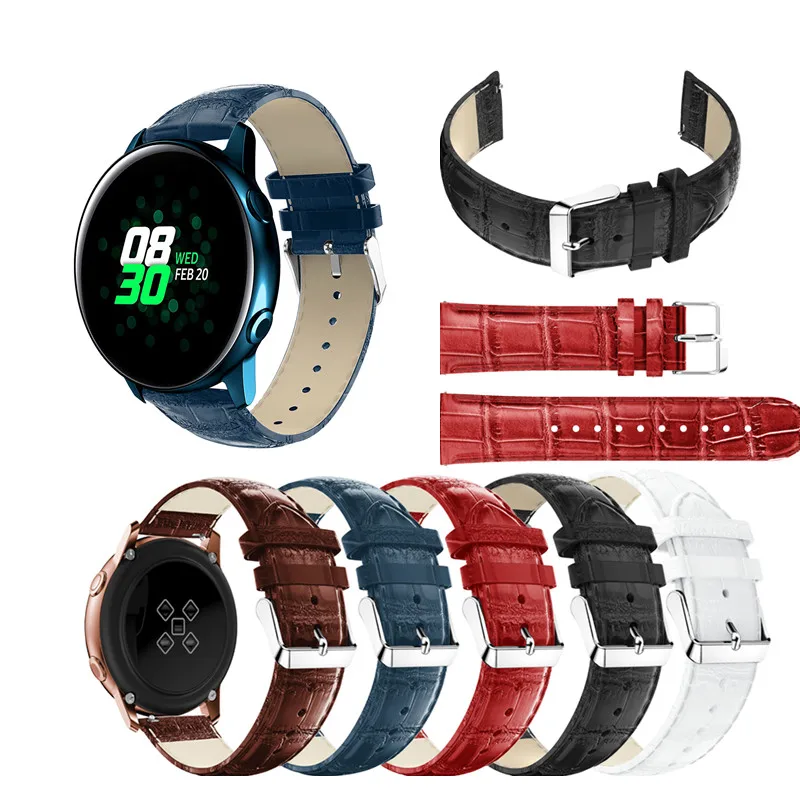 Ремешок кожаный для Samsung Galaxy Watch Active 20 мм классический спортивный браслет
