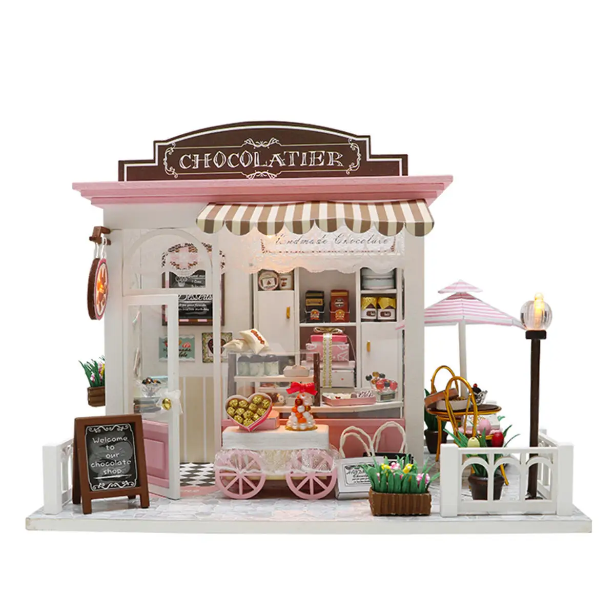 

Doll House Kit DIY Miniature Wooden Handmade House Cake Shop Kids Craft Toys