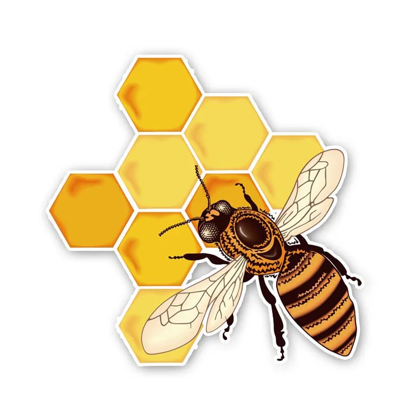 

Bees That Eat Honey Interesting Car Sticker Cartoon Style Cars Accessories PVC Decoration Waterproof Exquisite Decal 13*13cm