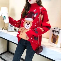 woman sweaters christmas sweater womens autumn winter turtleneck knitted loose top femme chandails pull hiver
