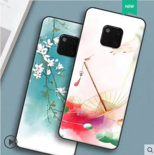 China style phone case For Huawei Mate 20 Pro vintage coloured drawing all-inclusive anti-fall scrub silicone soft shell |