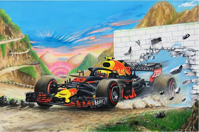 Алмазная картина Max red bull racing Verstappen полная дрель 5d Вышивка крестиком Стразы для мозаики круглая Алмазная вышивка - Цвет: Бургундия