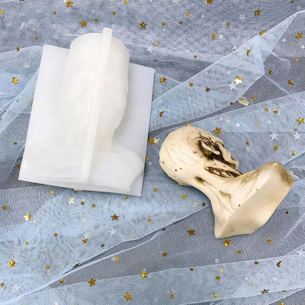 Molde de silicona con forma de calavera 3D, accesorio hecho a mano para hacer velas, manualidades de silicona de alta calidad para fiesta de Halloween-4