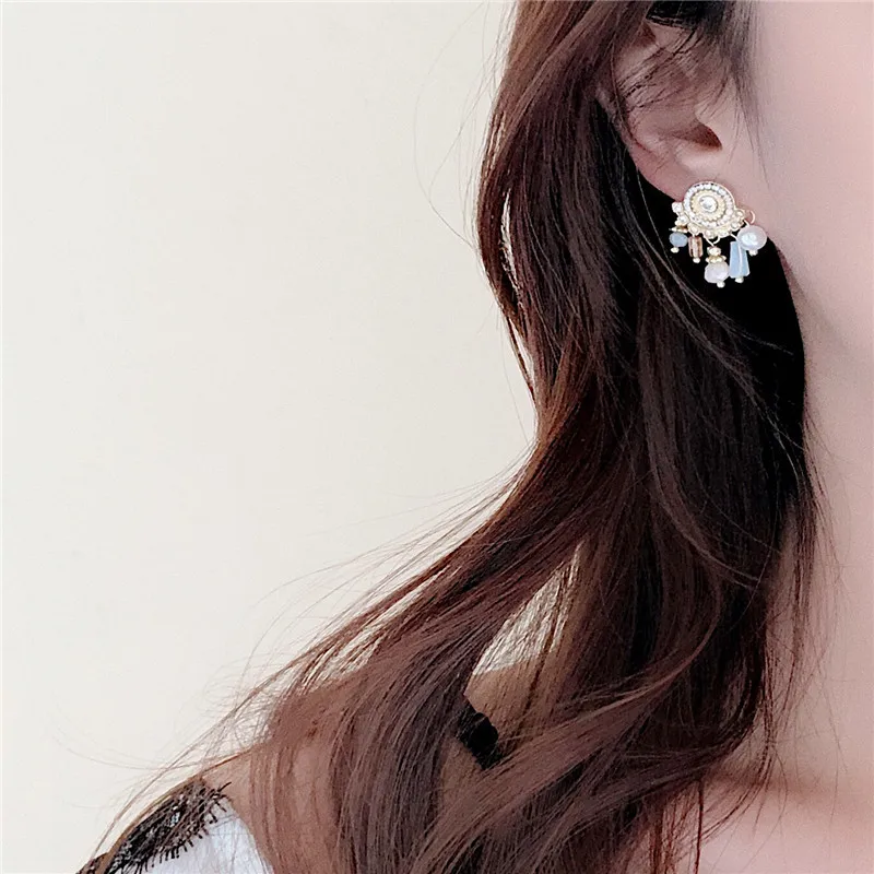 Стразы серьги клипсы без отверстий стильные винтажные серьги|Серьги-клипсы| |