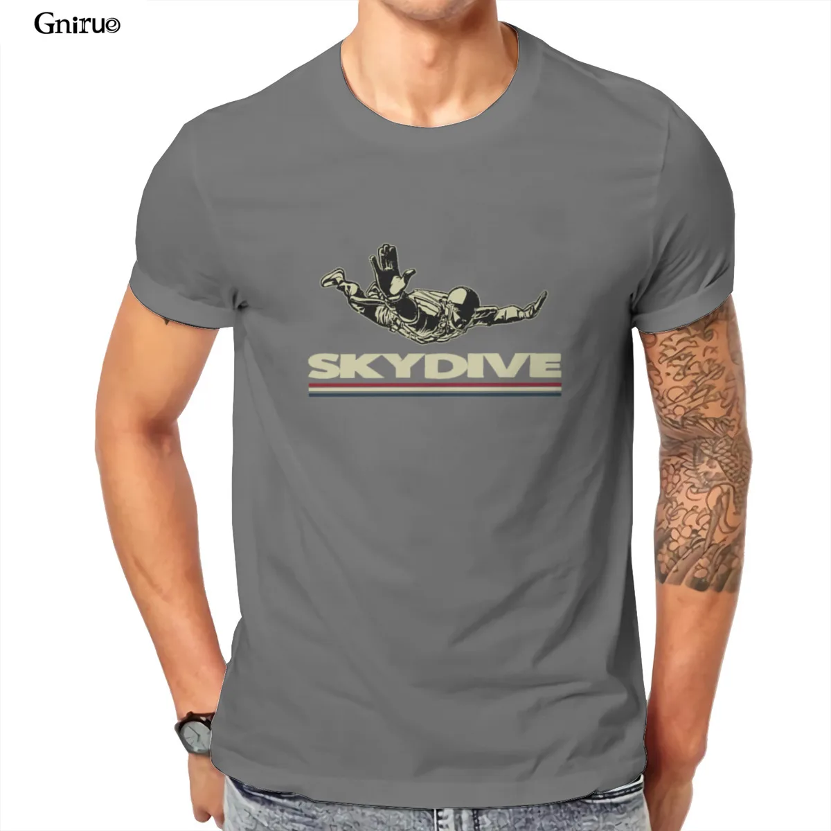 Оптовая продажа Skydiver - basejumper Мужская Высокая Футболка с принтом черная белая