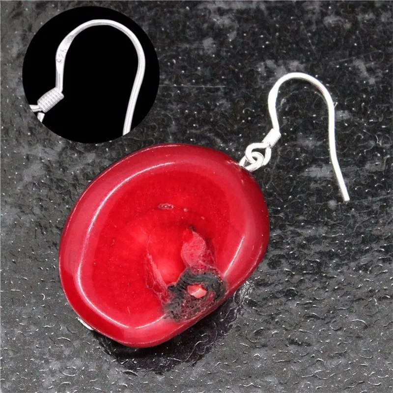 Серебро крючок нерегулярные коралловые серьги-подвески для Для женщин личности Модные украшения