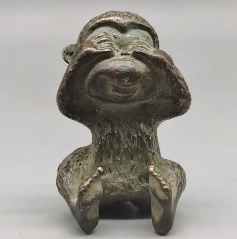 

China brass Three monkey small crafts statue