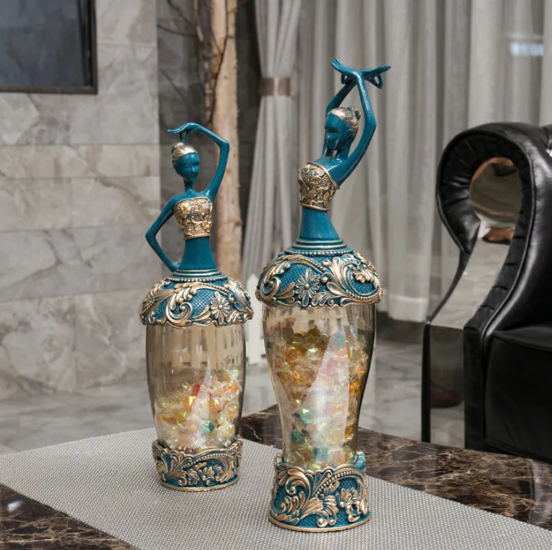 

EuropeanStyle Home Living Room Decorations Resin Crafts Peacock Dancing Girl Storage Tank Ornaments Dancing Girl Holiday Candy