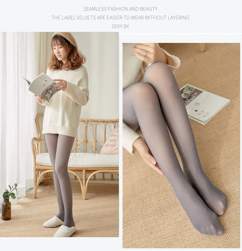 Женские зимние полупрозрачные колготки теплые флисовые плотные для женщин и