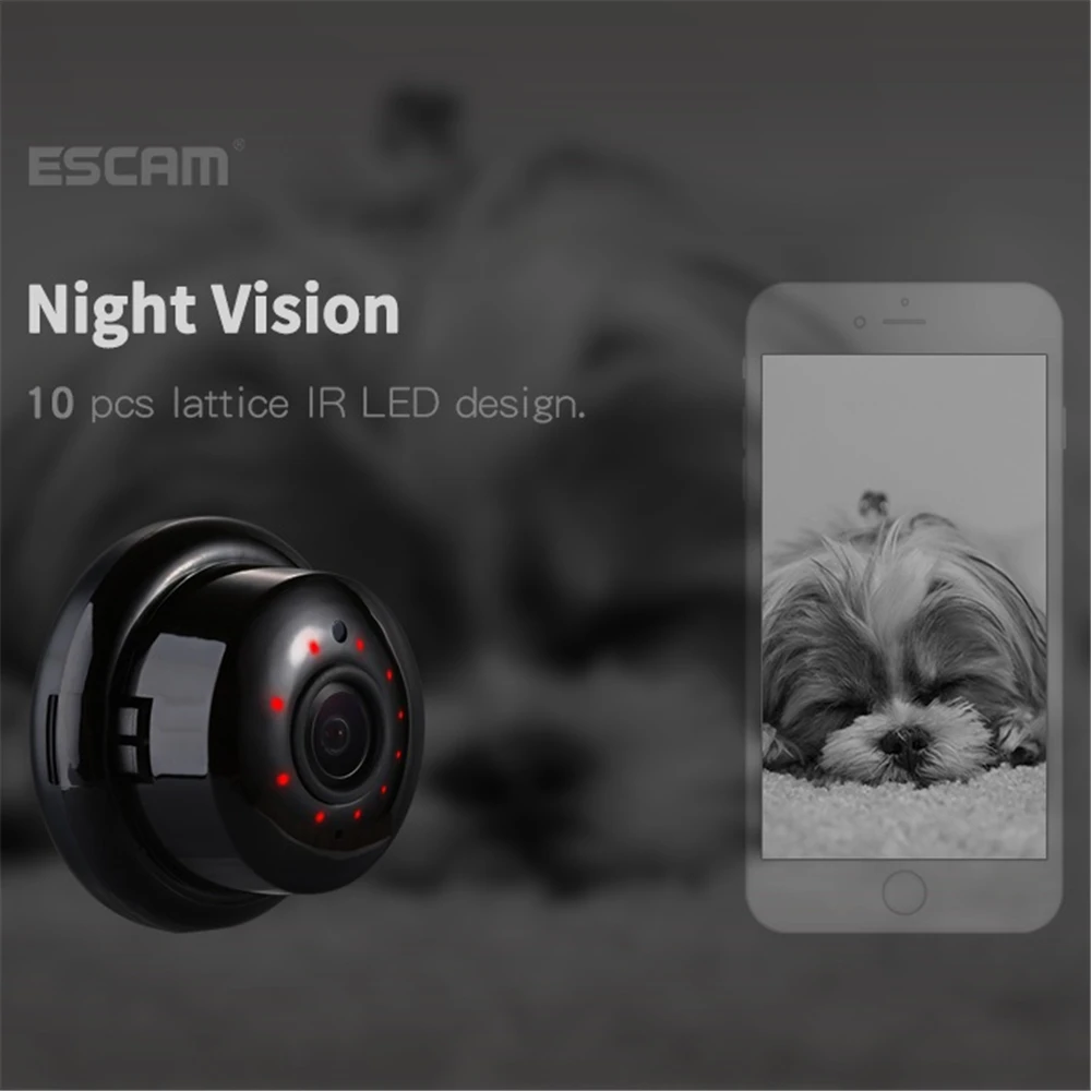 ESCAM Q6 1.0MP 720P Кнопка мини беспроводная камера Wi-Fi Двусторонняя голосовая