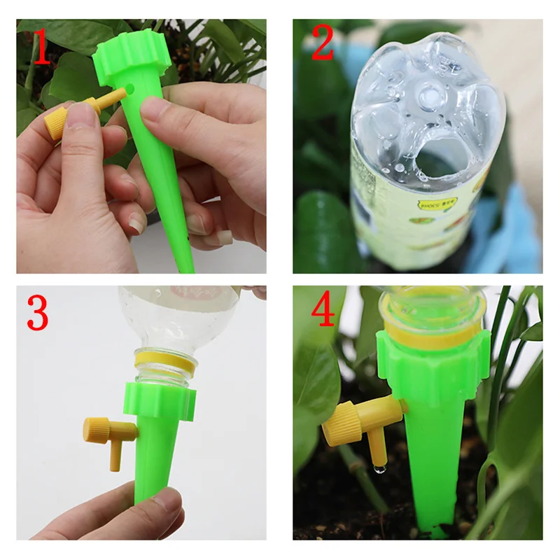 

12 PCS Automatic Drip Irrigation Tool Spikes Automatic Flower Plant Garden Watering System Kit Adjustable Water Self-Watering