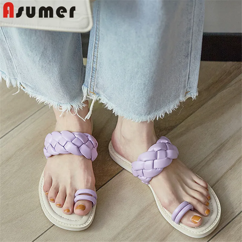 

ASUMER 2020 top quality women slipper sweet simple summer shoes comfortable casual beach flat slipper ladies flip flops