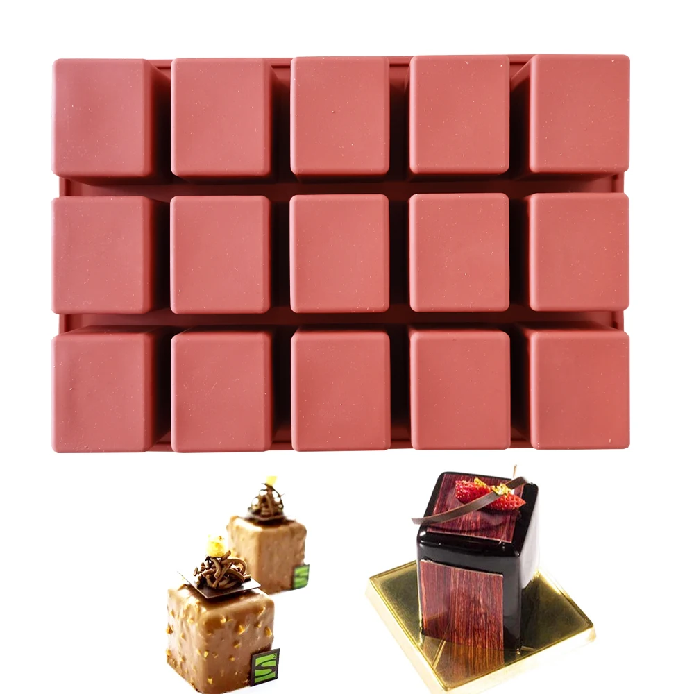 

New 15 Cavity Cube Square Shape Silicone Mold for Cake Decorating Tools DIY Dessert Cake Moulds for Kitchen Baking Tool
