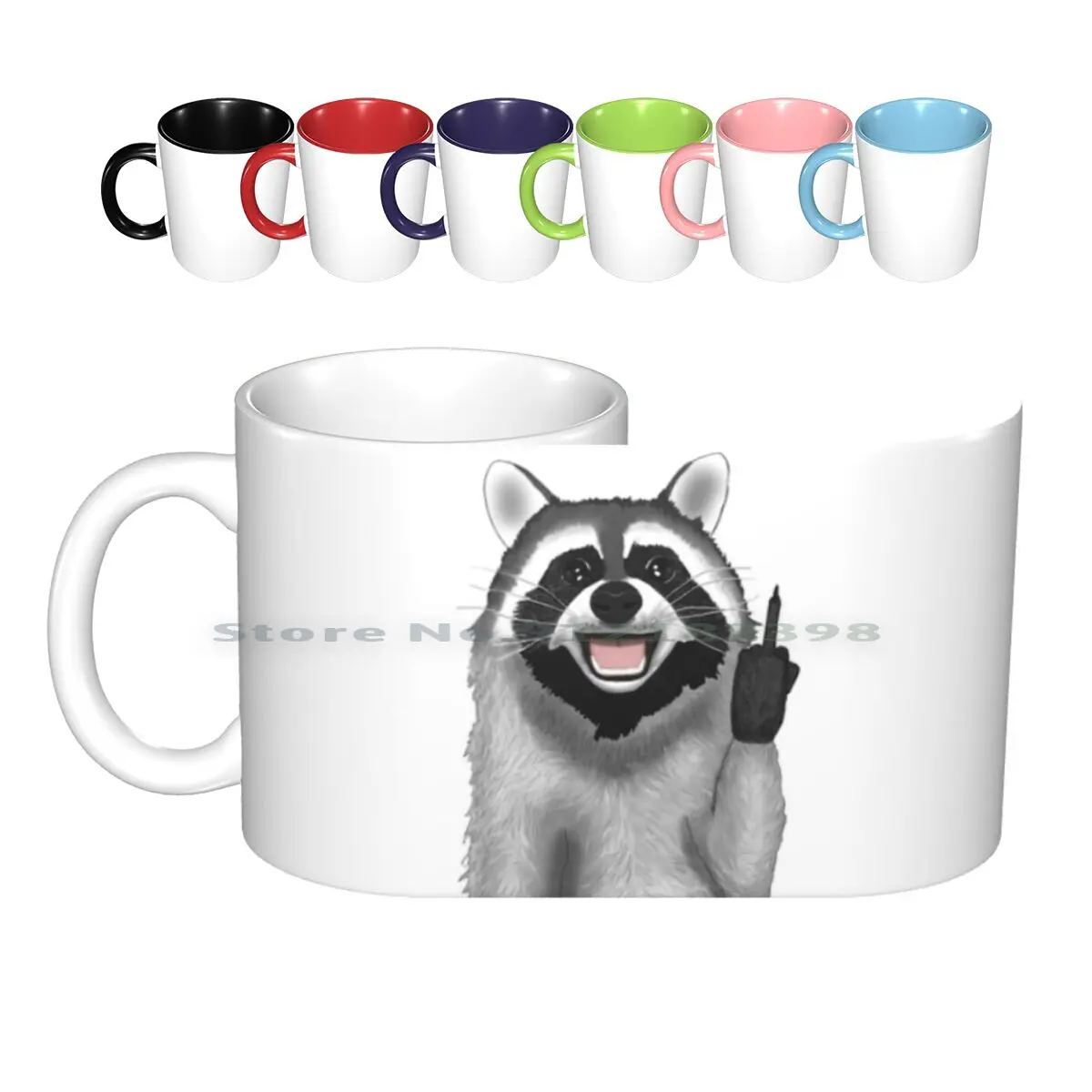 

Bad Raccoon Ceramic Mugs Coffee Cups Milk Tea Mug Bad Raccoon Middle Finger Middle Animal Coon Naughty Misbehaving Giving Bird
